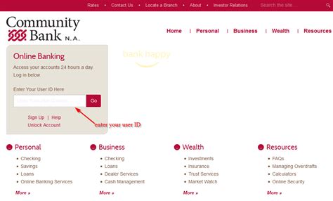 community bank na online banking login page